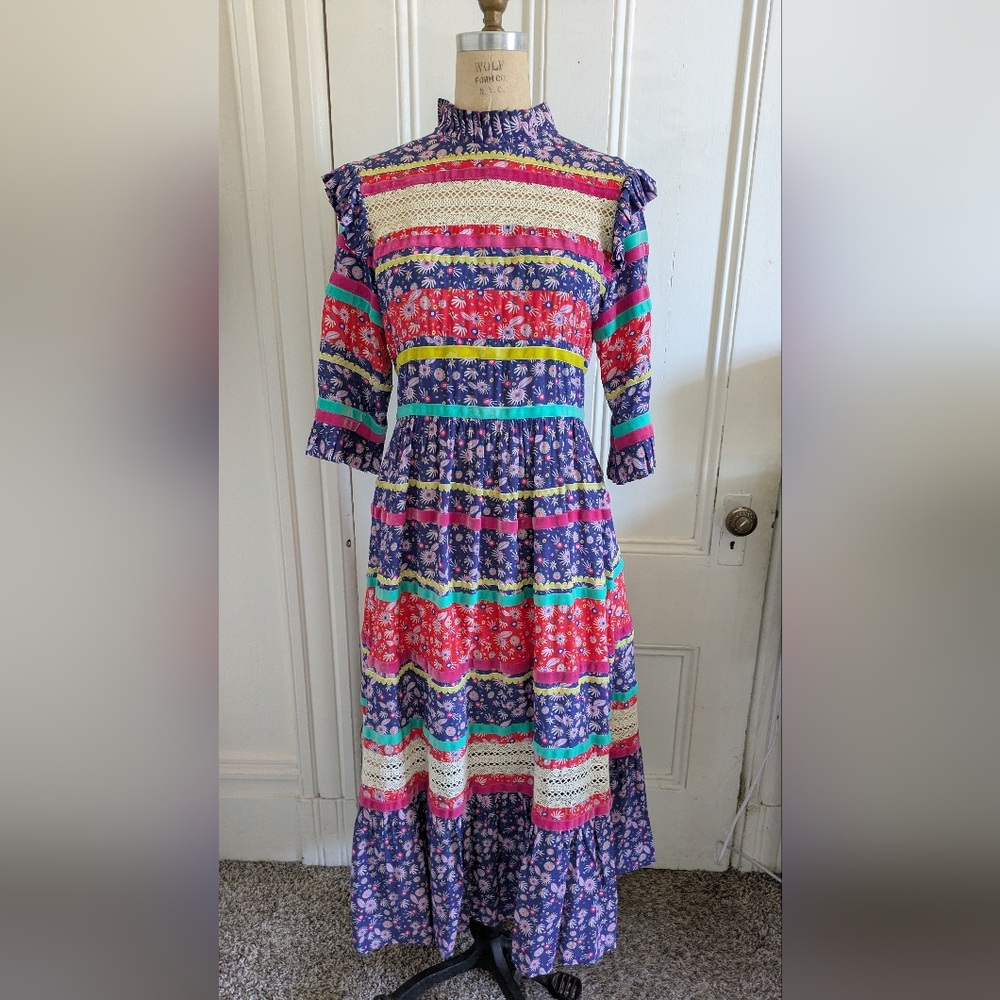 CeliaB Colorful Striped Floral Spring Dress